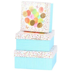 набір подарункових коробок Buromax 3шт., розмір найбільшої 20х20х9,5см., гліттер  ВМ.233325