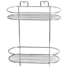 полиця для ванної кімнати Besser овальна двоярусна 35х27х11см., хромована сталь  0186