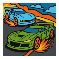 картина за номер. Ідейка 25х25см. дитяча "Гарячі перегони"  КНО1324