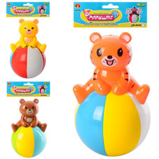 неваляшка 13см. ведмедик/тигр., звук, в кул. 15х20х8см.  6526-В-С  (120)
