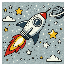 картина за номер. Ідейка 25х25см. дитяча "Космічна ракета"  КНО1229