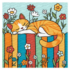 картина за номер. Ідейка 25х25см. дитяча "Котик на паркані"  КНО1232