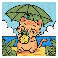 картина за номер. Ідейка 25х25см. дитяча "Котик і ананас"  КНО1243