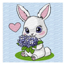 картина за номер. Ідейка 25х25см. дитяча "Зайчик з гортензіями"  КНО1244