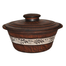 каструля глиняна 1,2л. з ручками Ангоб  5928 (2)