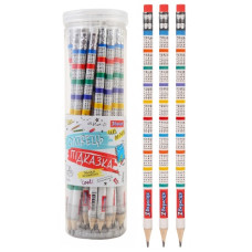 олівець чорнографітний 1 Вересня Таблиця множення круглий з гумкою в пл.тубі  280482  (36/360)