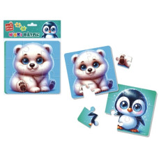 пазли м`які 9+16 елем. "Ведмедик та пінгвеня" Vladi Toys  VT1102-38