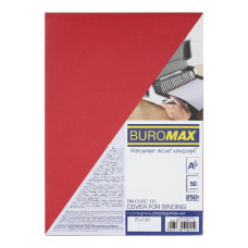 обкладинка для брошурування Buromax А4 картонна "під шкіру" червона 250гр./м2  ВМ.0580-05  (50/1000)