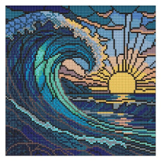 алмазна мозаїка Ідейка 30х30см. "Вітраж. Хвиля"  АМО8320