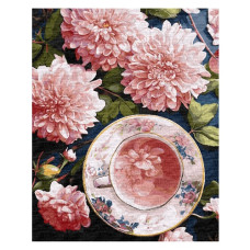 картина за номер. Ідейка 40х50см. "Рожеві жоржини"  КНО5685