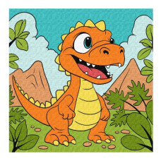 картина за номер. Ідейка 25х25см. дитяча "Забавний динозавр"  КНО6104