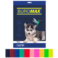 папір оф. кольор. Buromax  А4/80гр./50арк. Dark+Neon набір 10кол.  ВМ.2721050-99  (50)