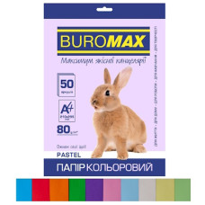папір оф. кольор. Buromax  А4/80гр./50арк. Pastel+Intensiv набір 10кол.  ВМ.2721650-99  (50)