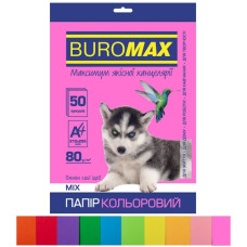 папір оф. кольор. Buromax  А4/80гр./50арк. Neon+Intensiv набір 10кол.  ВМ.2721850-99  (50)
