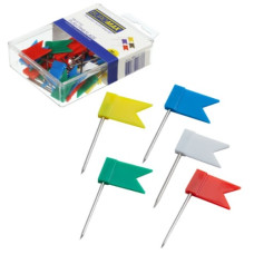 кнопки Buromax  "прапорці" кольорові 30шт. в пл. контейнері  ВМ.5152  (10/360)