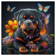 картина за номер. Strateg 40х40см. "Яскравий ротвейлер"  AV4040-14