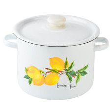 каструля емальована циліндрична 5,5л. Лимонне дерево з полими ручками  1624/2