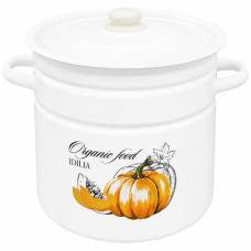 каструля емальована циліндрична 12,0л. Гарбуз з полими ручками  1624/2