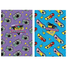 зошит А5 80арк. інтегр.. обкл., мат. лам. + гологр. тисн., клітинка  А5-IC-080-7006К  (32)