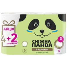 папір туалетний Сніжна панда Premium Classic Plus тришаровий  6шт./уп., ціна за упаковку!!!  (14)