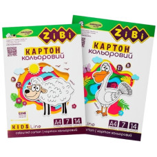 картон кольоровий Zibi Kids Line А4 14арк./7кол. в папці  ZB.1951  (20)