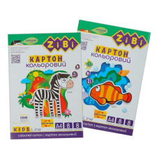 картон кольоровий Zibi Kids Line двосторонній А4 8арк./8кол. в рукаві  ZB.1959  (20)