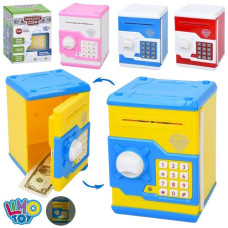 скарбничка 18см., сейф, звук, світло, затягує купюри, на бат. в кор. 13,5х19х14см.  МК 3916  (36)