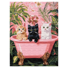 картина за номер. Ідейка 30х40см. "Коти у ванній"  КНО6726