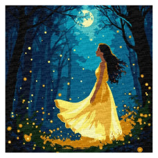 картина за номер. Ідейка 30х30см. "Дівчина серед світлячків"  КНО8576