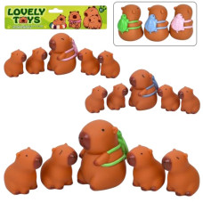 іграшки для купання капібара набір 5шт. (8,5см.+4шт. 5,5см), пискавка, в кул. 22х19х6см. 569В-3 (54)