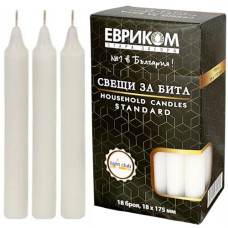 свічка столова Евриком біла, ціна за 1шт. 18см   (18/288)