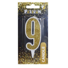 свічка для торту Pelican 7см. золото цифра "9"  867019  (12)