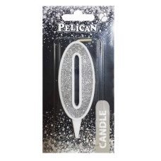 свічка для торту Pelican 7см. срібло цифра "0"  867020  (12)