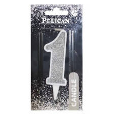 свічка для торту Pelican 7см. срібло цифра "1"  867021  (12)
