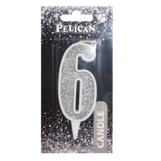 свічка для торту Pelican 7см. срібло цифра "6"  867026  (12)