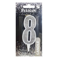 свічка для торту Pelican 7см. срібло цифра "8"  867028  (12)