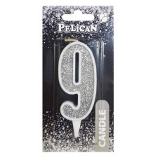 свічка для торту Pelican 7см. срібло цифра "9"  867029  (12)