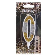 свічка для торту Pelican 7см. комбінована срібно-золота цифра "0"  867030  (12)