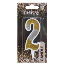 свічка для торту Pelican 7см. комбінована срібно-золота цифра "2"  867032  (12)