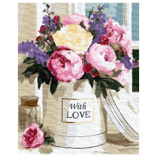 картина за номер. Ідейка 40х50см. "Теплі квіткові відтінки"  КНО3340