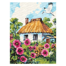 картина за номер. Ідейка 30х40см. "Мальви біля хати"  КНО6407