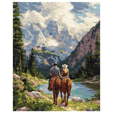 картина за номер. Ідейка 40х50см. "Пара вершників у горах"  КНО8710