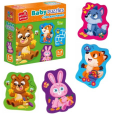 пазли картонні з грою "Лісові звірі" Vladi Toys  VT1722-26