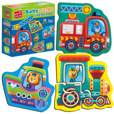 пазли картонні з грою "Транспорт. Тварини" Vladi Toys  VT1722-28