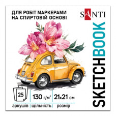 скетчбук Santi для спиртових маркерів "Blossom" 21х21см., 25арк., 130гр./м2, клеєний  743218  (3)