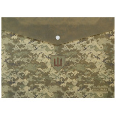 тека Buromax конверт на кнопці Military А4 пластикова непрозора матова зелена  ВМ.3943-04  (12/360)