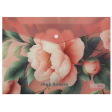 тека Buromax конверт на кнопці Arabeski А4 пластикова непрозора матова рожева  ВМ.3943-10  (12/360)