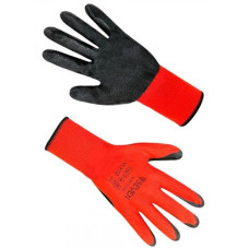 рукавиці Seven синтетичні червоні з чорним нітриловим покриттям  69712  (12/300)