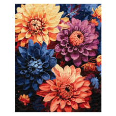 картина за номер. Ідейка 40х50см. "Барвисті жоржини"  КНО3248