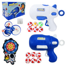 набір пістолет 19х18см. з м'ячиками, дартс, мішень, в кор. 19,5х11х13,3см.  730F  (48/96)